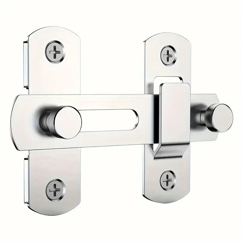 1Pcs Stainless Steel Sliding Barn Door Lock Hardware Gate Latches, Window Closet, Matte Black Silvery