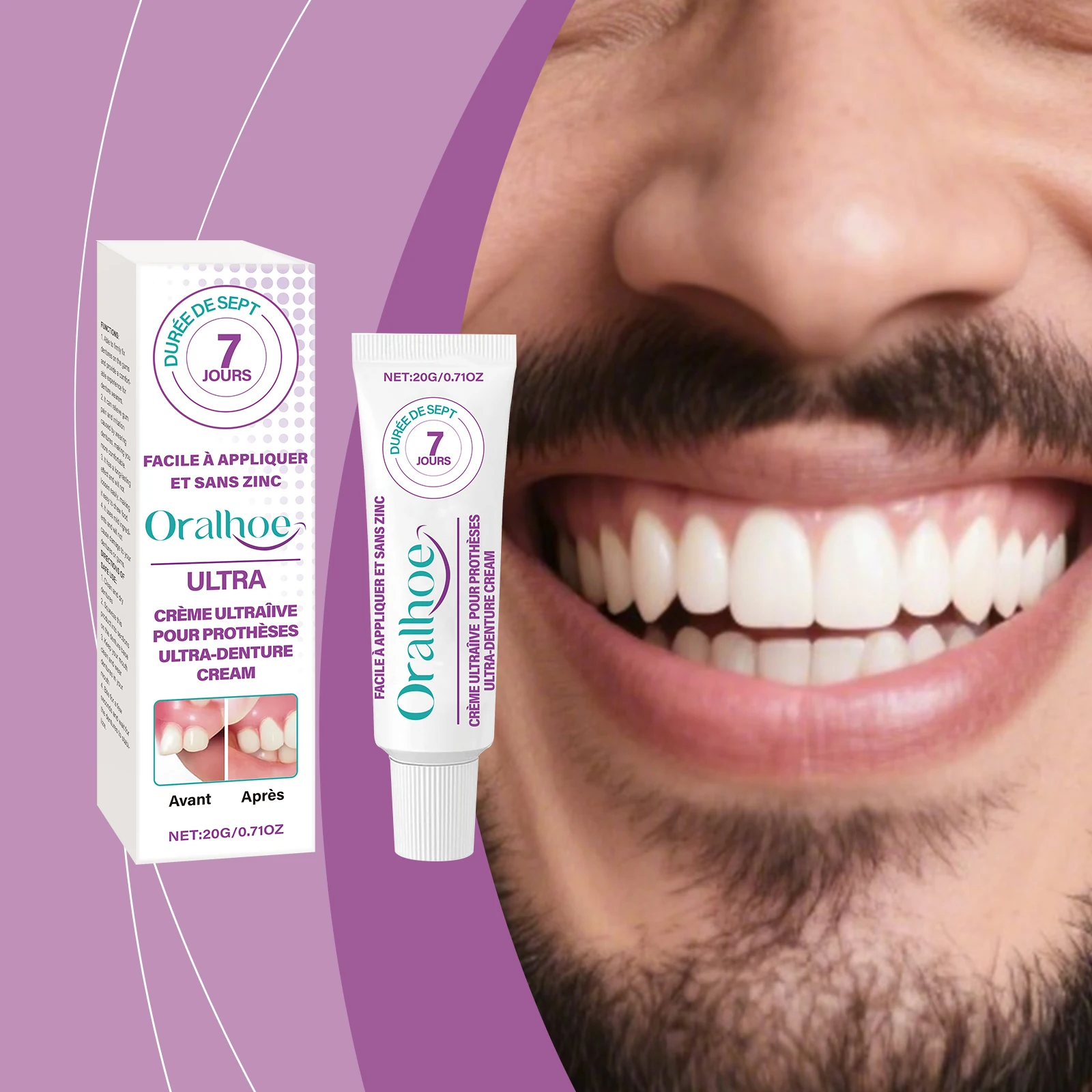 Denture Adhesive, Comfort Care, All-Day Secure Hold, Beautiful Smile Enhancement, Easy to Apply & Long-Lasting, Safe for Daily U