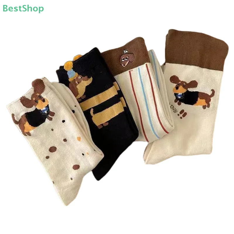 [فيكتوريا] جوارب مطبوعة بنمط كلب السجق للخريف والشتاء جورب دافئ لطيف للزوجين