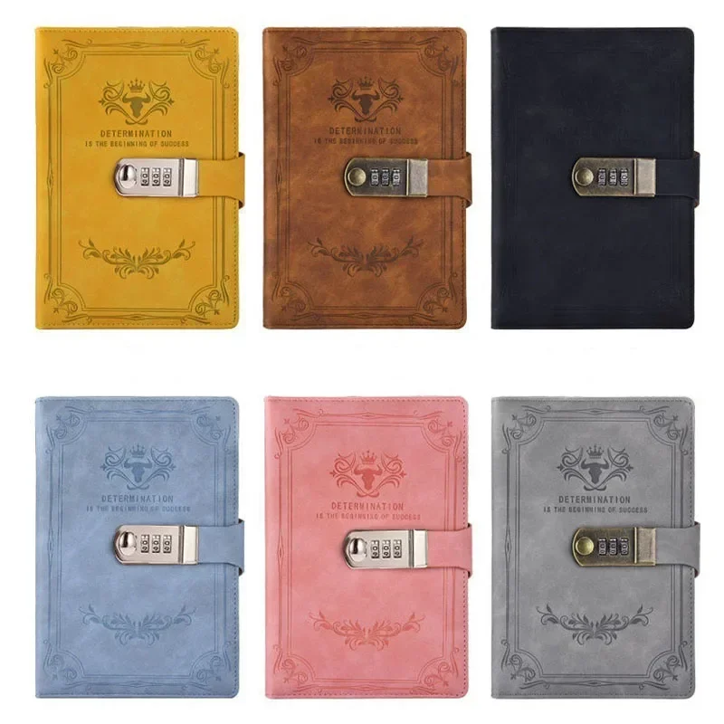 دفتر كلمة المرور مع قفل، مذكرات، نمط جديد بسيط وفني، كتاب حساب يدوي إبداعي، دفتر ملاحظات #5