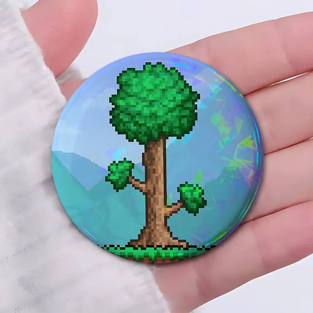 Hot Game T-TerrariaS 58mm 44mm HD Print Brooch Badges Pretty Derby Round Display Brooches Lapel