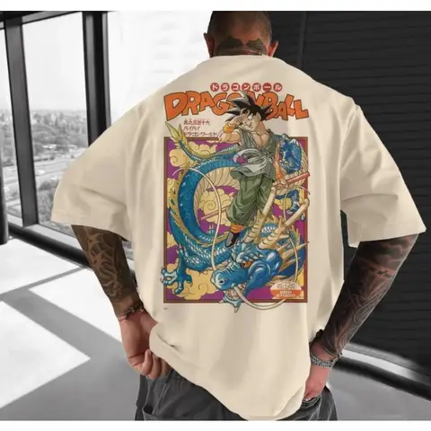 Dragon Ball Men's Anime CollaborationT-Shirt 2025 Summer Loose Large Size Printing Street Casual Children's Parent-Child Top