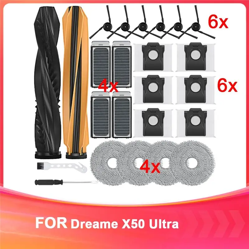 Y50A-Accessory For Dreame X50 Ultra Complete Robot Vacuum Cleaner, Main Brush,Filters, Mop Pads, Side Brushes, Dust Bags