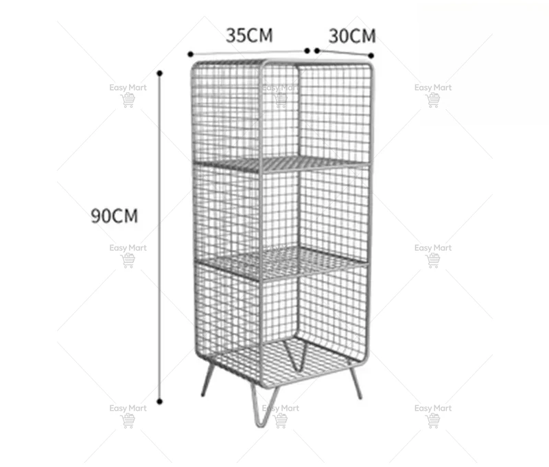 Nordic Multi-layer Book Shelf Iron Grid Organizer Shelf Living Room Floor Display Stand Versatile and Practical Storage Rack