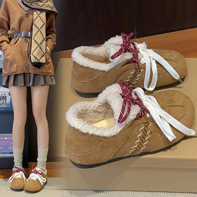 

2026 NEW Trend Genuine Leather Horsehair Women Flats Fashion Autumn Patchwork Lace Up Sneakers Leopard Dairy Cow Round Toe Shoes