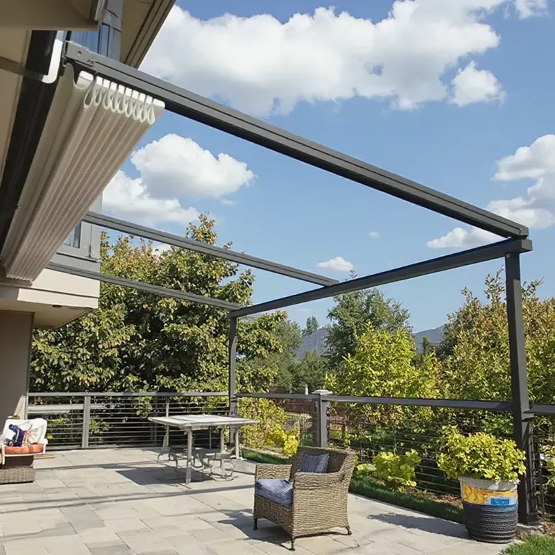 Amas Customizable PVC Folding Retractable Roof Waterproof Outdoor Pergola for Restaurant Terrace Backyard Remote Control