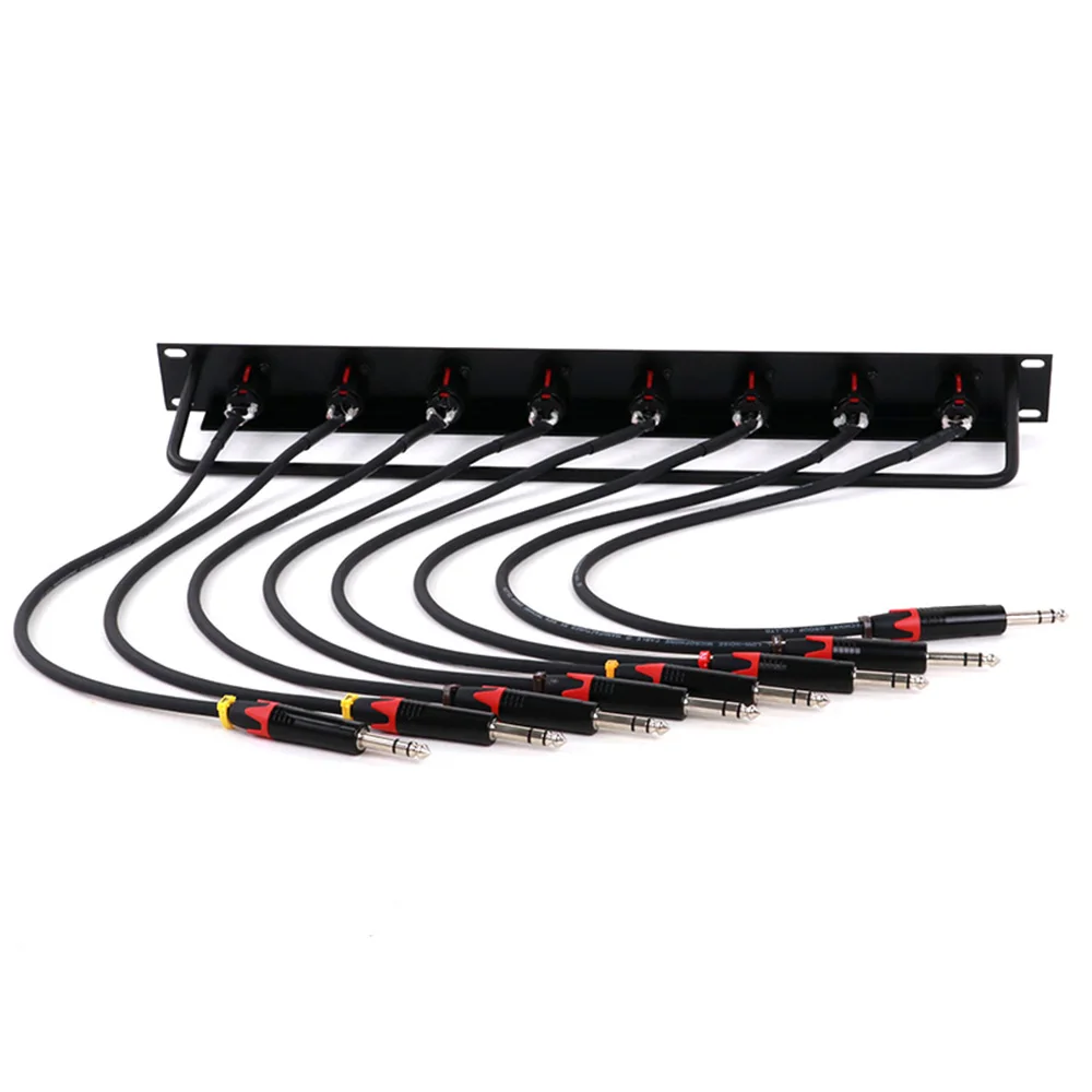 Customized 8-Way 1U Cabinet Cable Rack Wiring Jumper Rack,6.35mm TRS Female Socket to 1/4\