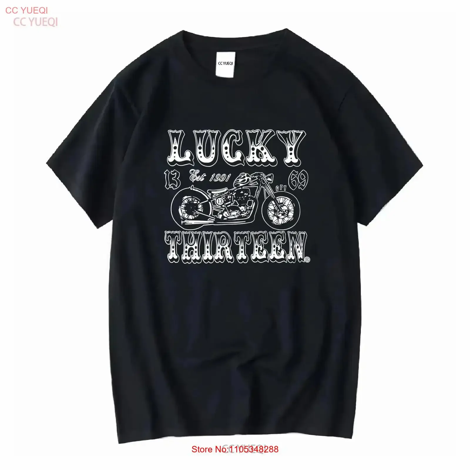 LUCKY THIRTEEN 13 EST 1991 MEN'S BLACK TEE TSHIRT SIZE XL vintage Washed Soft Casual designer clothes homme Stretched graphic