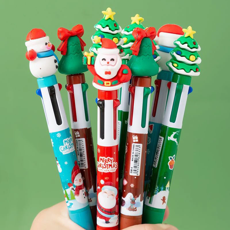 1/5/10/20Pcs แฟชั่นคริสต์มาสปากกาลูกลื่นการ์ตูนหลากสีน่ารักปากกาอุปกรณ์สํานักงานโรงเรียนเครื่องเขียนนักเรียนของขวัญ