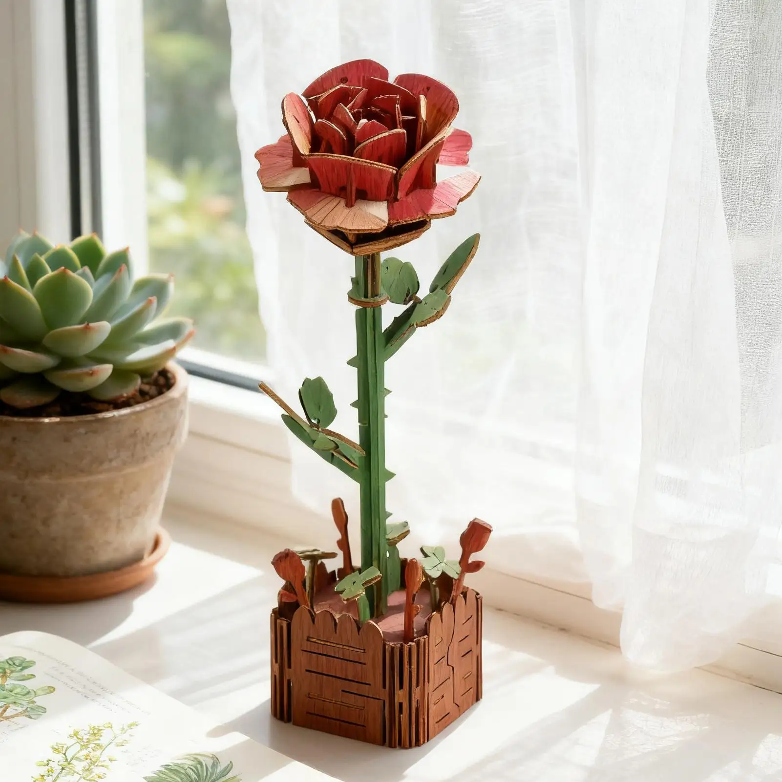 

Wooden Bloom Craft Beginner Friendly Building Model Flowers Model Kit Building Set For Making Home House Office Indoor Outdoor