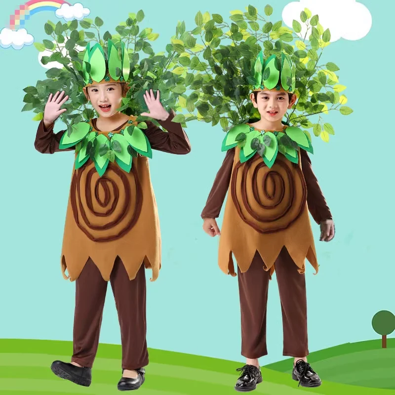 Tree Costumes For Children Boys Halloween Cosplay Clothing Plant Clothes School Stage Performance