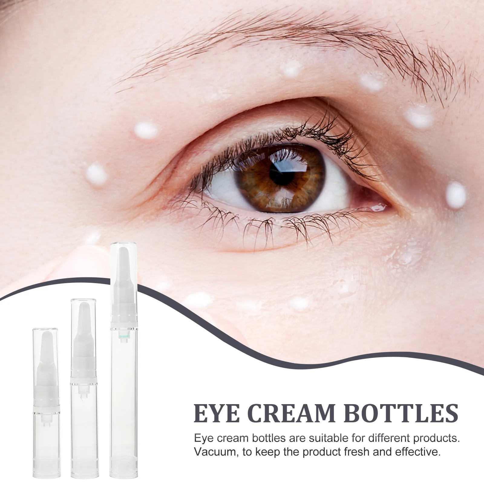 

15pcs Eye Cream Bottles 5ml 10ml 15ml Airless Pump Containers Travel Size Refillable Plastic Portable Skincare Packaging