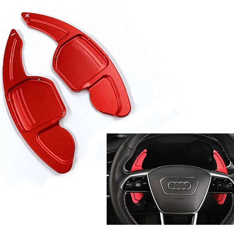 1 Set Car Steering Wheel Extension Shifters DSG Shift Paddles For AUDI A3 S3 A4 S4 B8 A5 S5 A6 S6 A8 R8 Q5 Q7 TT Red With Screw