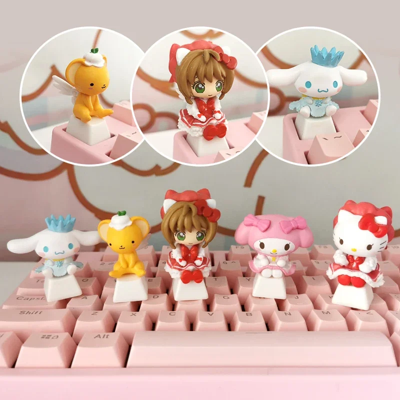 

New Sanrio Cinnamon Hello Kitty Cute Cartoon Melody Mechanical Keyboard Personalized Handmade Keycap Keyboard Decoration Gift