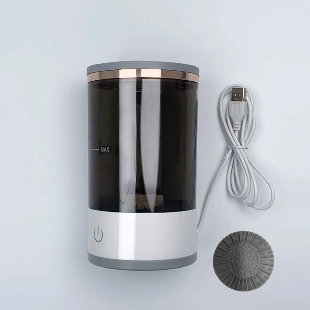 Machine de nettoyage automatique de pinceaux de maquillage semi-transparente - 1 récipient/miroir/accessoires