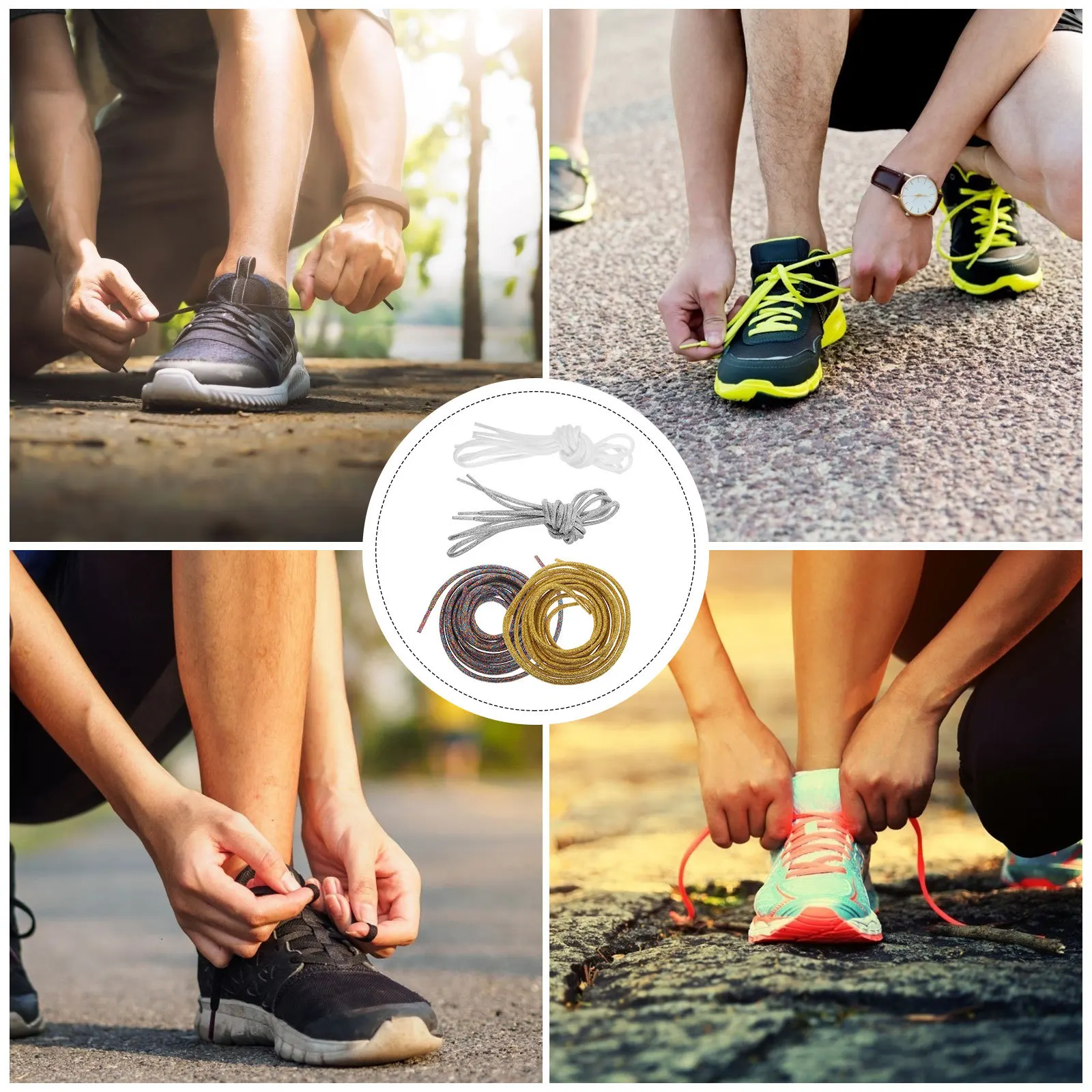 

4Pairs Metal Wire Shoe Laces Replacement Thick Rope Sneaker Shoelaces for Boots Sneakers Women Men Casual Sports Durable Long