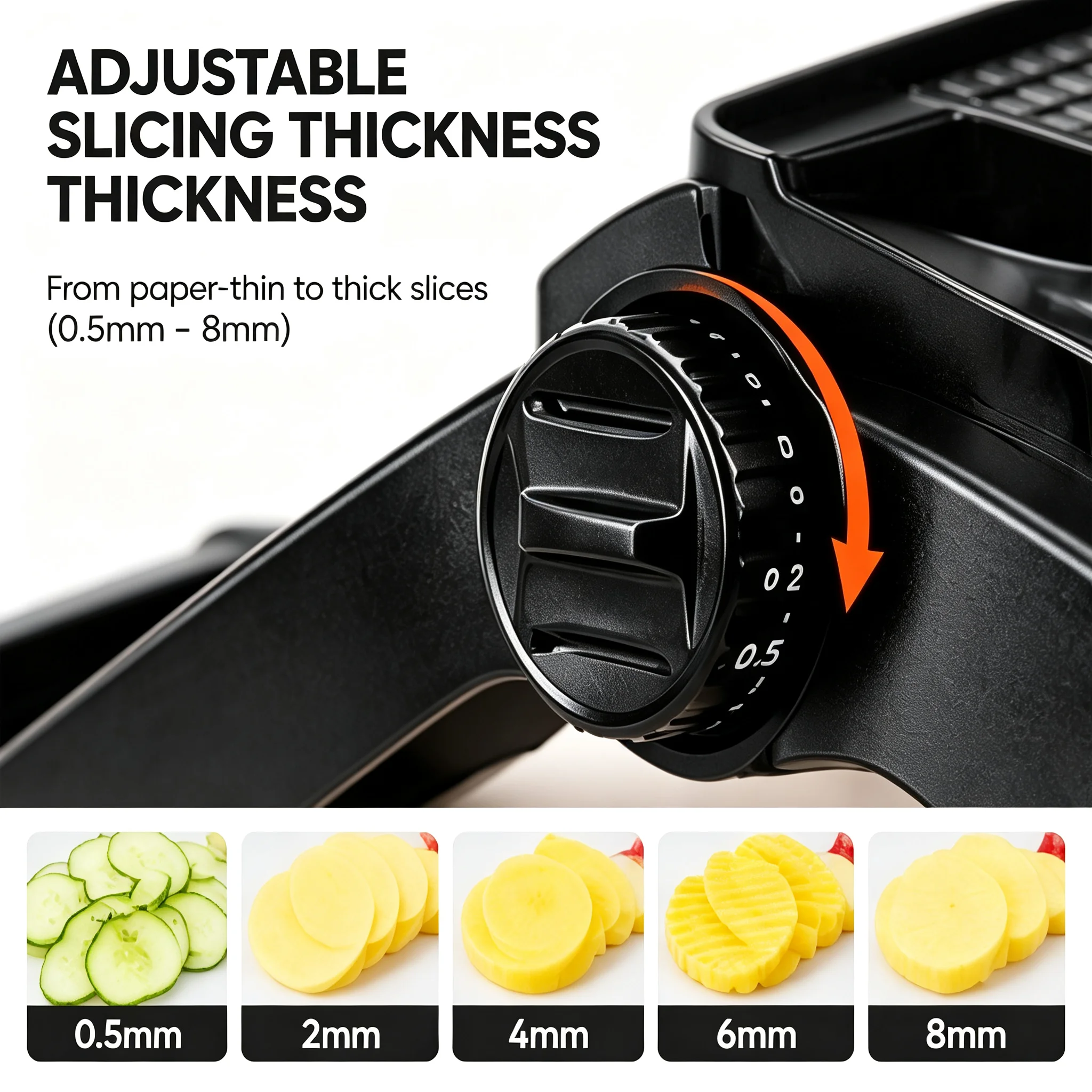Mandoline Slicer for Kitchen, Multifunctional Vegetable Cutter with Finger Guard, Non Slip Base, Food Prep Tool for Home Cooking