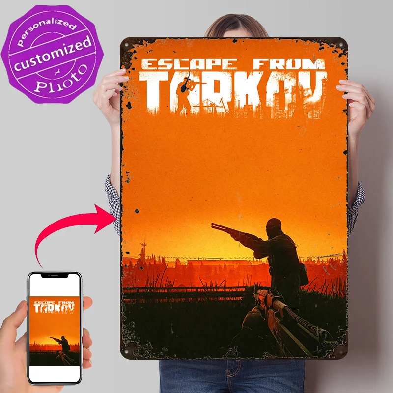 Escape From Tarkov Game Metal Poster Perfect Gift for Fans Lovers Customized Wall Art Metal Sign for Gaming Room Decoration Cozy