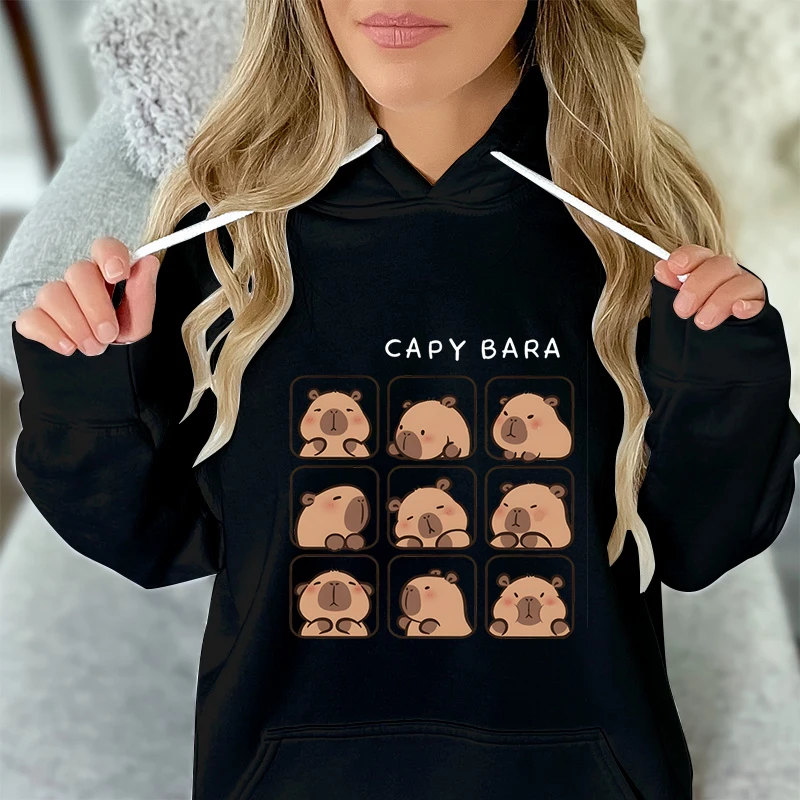 Kapibara Lover Gift Hoodie Women Funny Cartoon Capybaras Printed Men Women Fashion Casual Hoodies Unisex Cute Capybara Hoodies