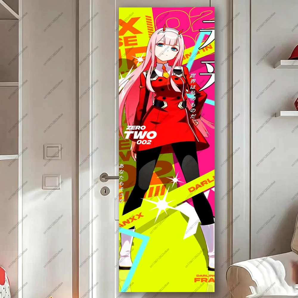 Darling In The F-FranXX Zero Two Red Uniform Print Long Vertical Banner Tapestry Neon Pop Anime Door Decor