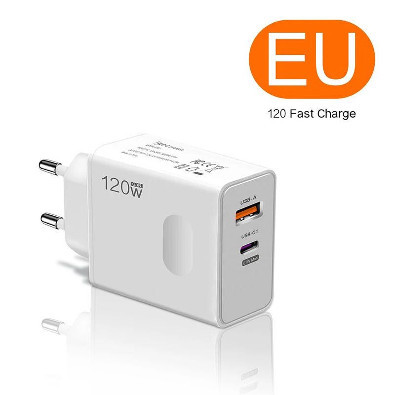 Xiaomi 120W Original-Telefonladegerät Turbo-Schnellladung PD USB 2-in-1-Ladegerät 2 Anschlüsse Schnellladung für Xiaomi Huawei iPhone Samsung
