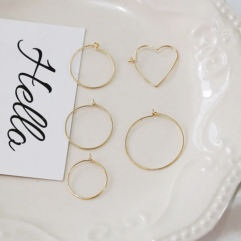 2 個イヤリング色保持ハートバッチフラワーラウンド O 字型イヤリング Diy 手作りイヤリングアクセサリービーズ素材チャーム