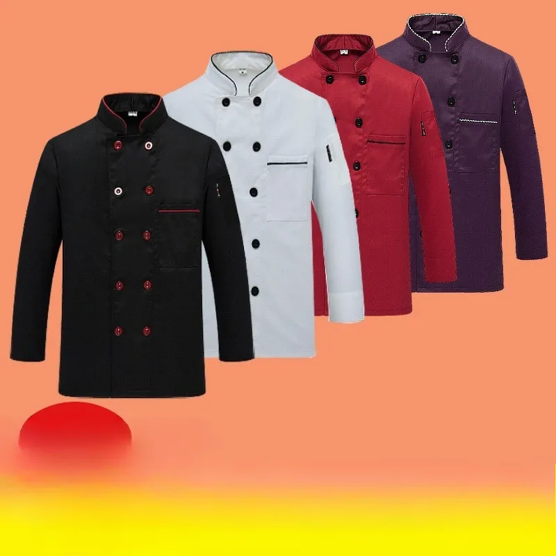 남성용 셰프 유니폼 반팔 긴팔 단색 여름 통기성 레스토랑 구내식당 호텔 주방용