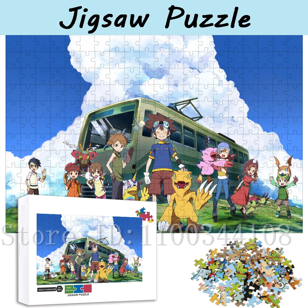 Japanese Anime Character Puzzles Digimon Adventure Jigsaw Puzzles for Adults Decompressing Toys New Year Gifts Handmade Hobbies