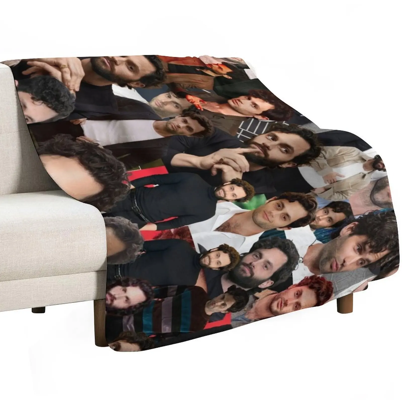 Penn Badgley American actor Beautiful Aesthetic Lateral Collage - 3 Throw Blanket Sofas manga Shaggy Sofa Blankets