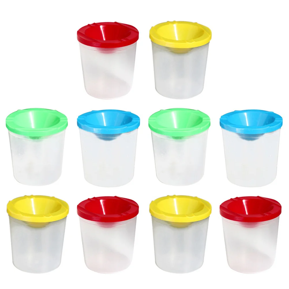 

10Pcs Wash Cups Spill Proof Painting Tool Kids Drawing Accessory Colorful Lightweight Portable for Art Class DIY Gift