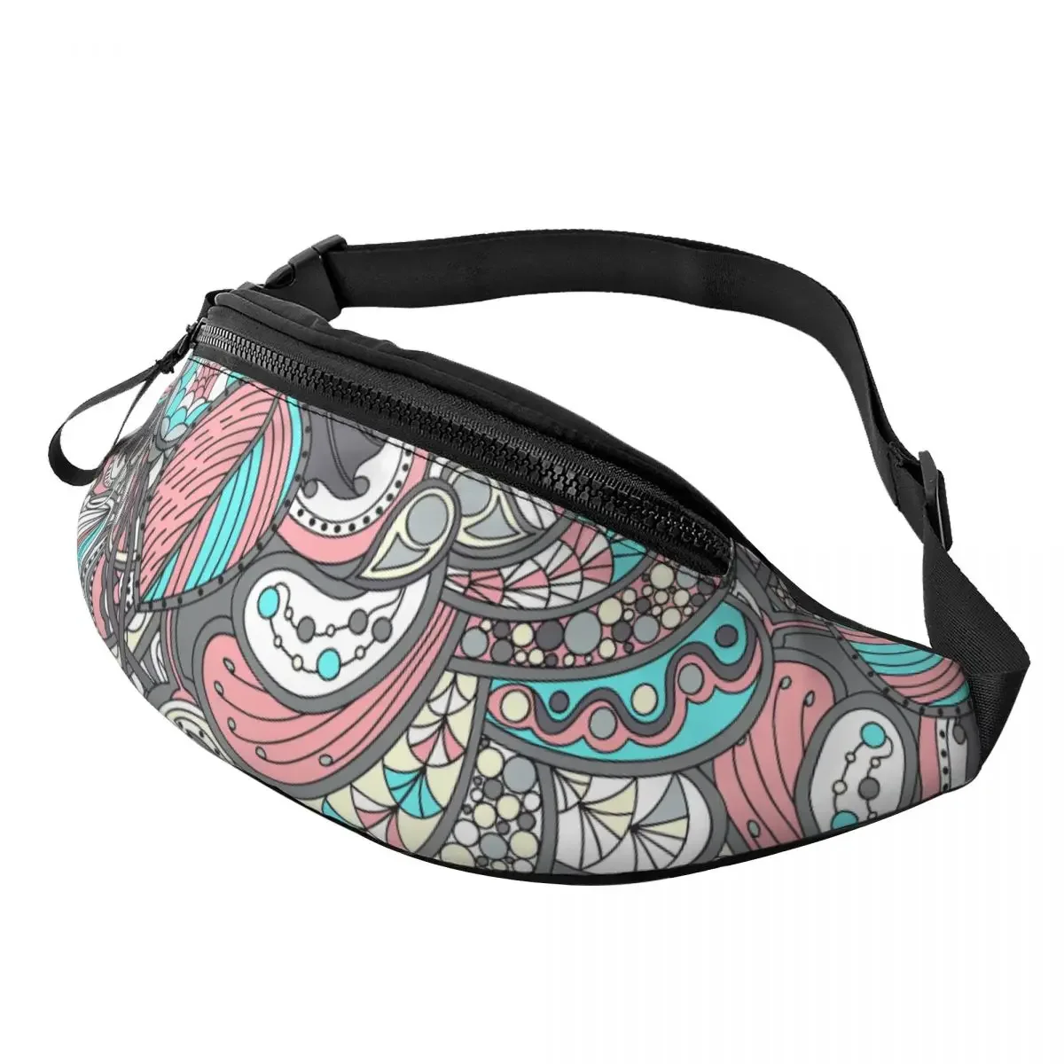 

Paisley Doodle Pattern Fanny Bag Customized Floral Flower Art Crossbody Waist Pack Men Women Traveling Phone Money Pouch