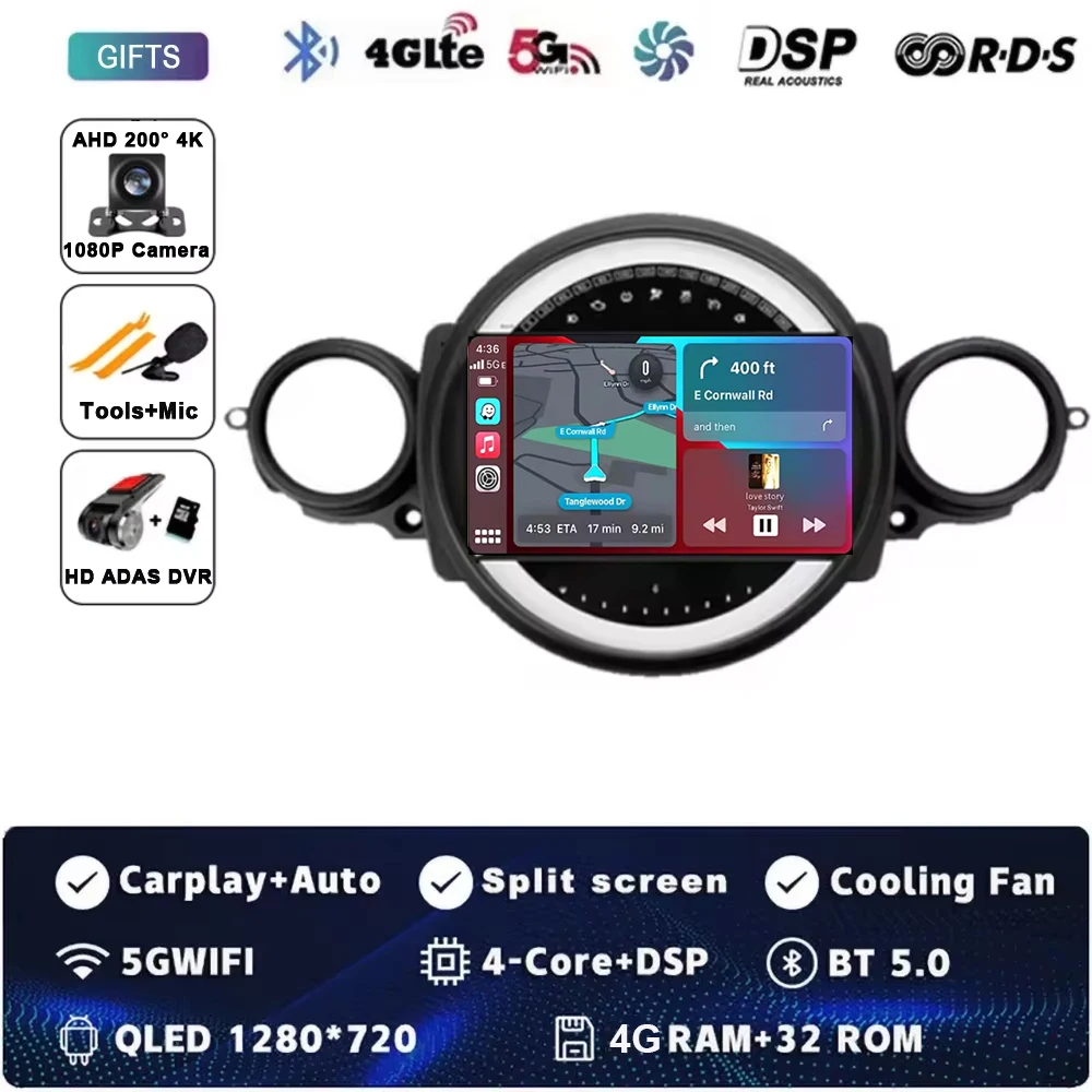 Android 15 Voor BMW MINI COOPER R56 R60 2007-2014 2 K QLED Android Autoradio Multimedia stereo Speler AI Voice CarPlay Head Unit