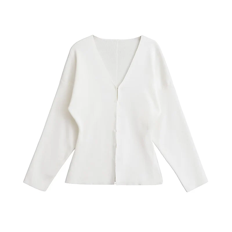 Willshela damesmode effen gebreide trui met enkele rij knopen, vintage v-hals, lange mouwen, vrouwelijke chique damesoutfits