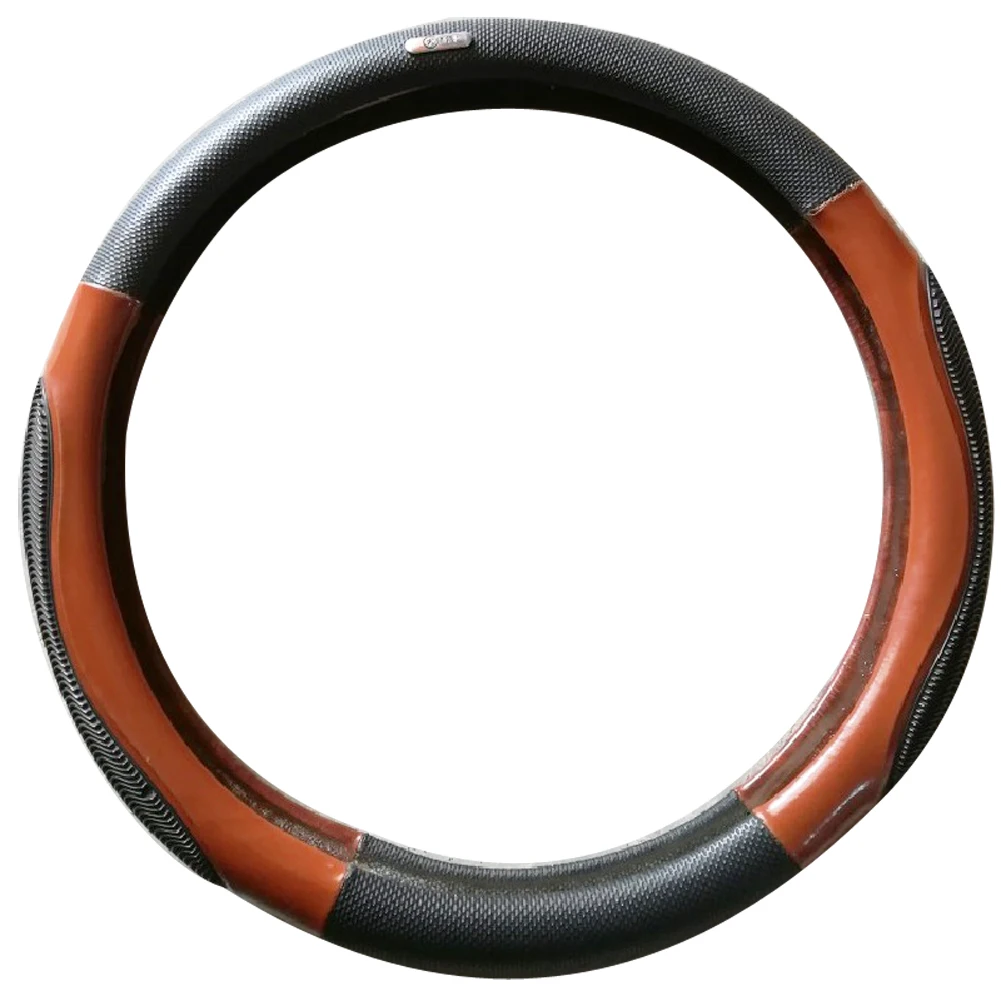 38cm Summer Anti-slip Car Steering Wheel Cover Breathable Imitation Peach Wood Auto Steering Cover Styling Case Beige