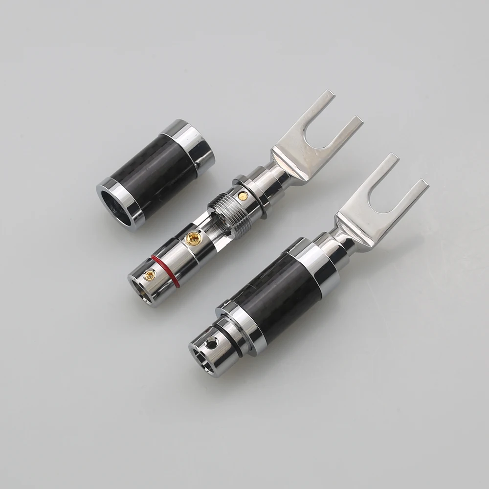 4 قطعة مرحبا نهاية الروديوم ألياف الكربون المجرف التوصيل مكبر هاي فاي كابل النحاس موصل