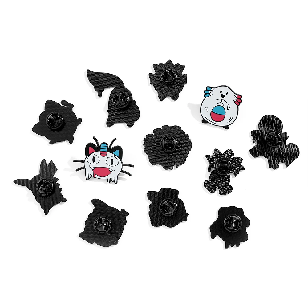 4 Pcs Cartoon Chansey Pikachu Brooch Funny Meowth Chikorita Enamel Pin Backpack Clothing Jewelry Metal Badge Accessories Gift