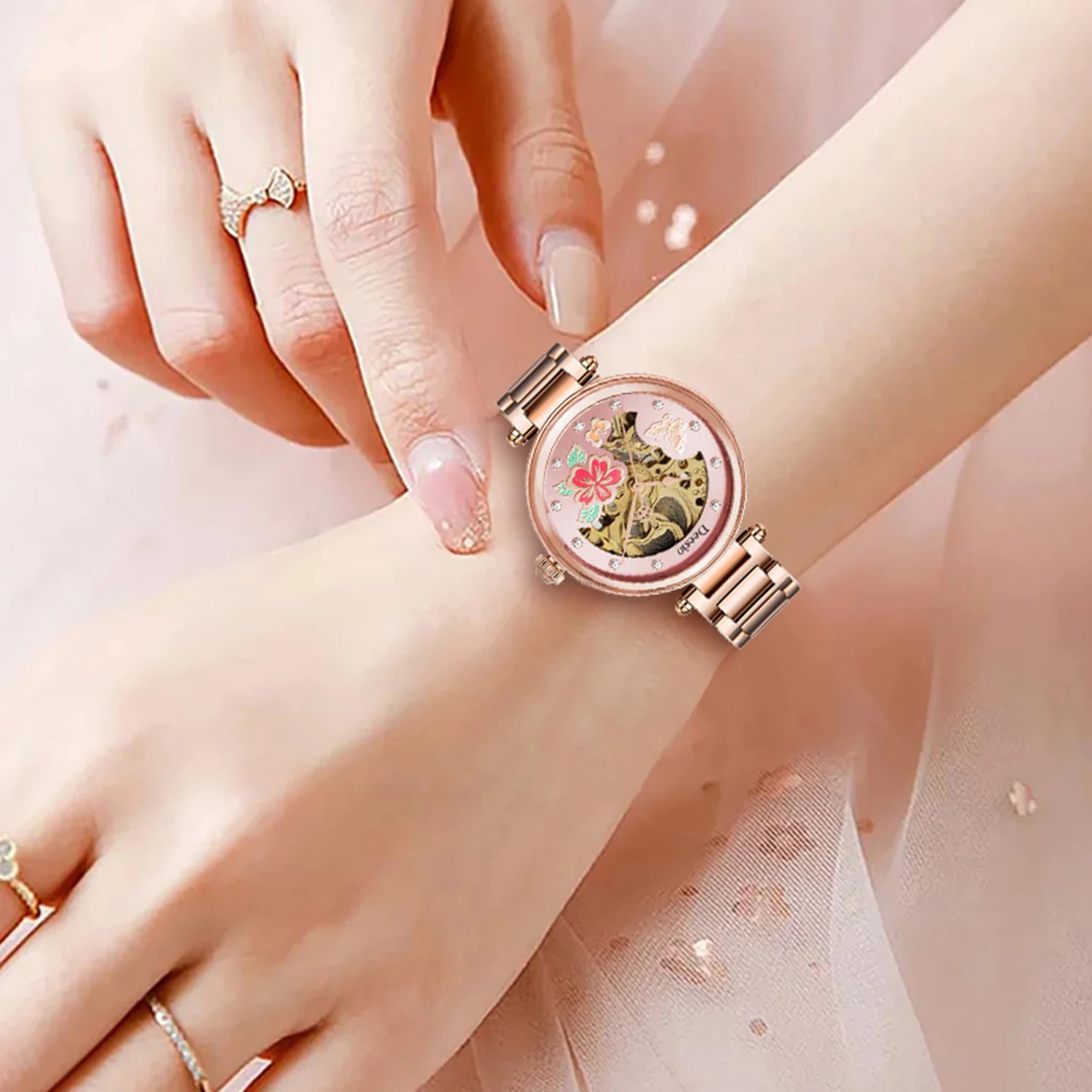 Deesio İskelet Kadran Pembe Çi - Skeleton Mechanical Watch incelemesi ve fiyatı