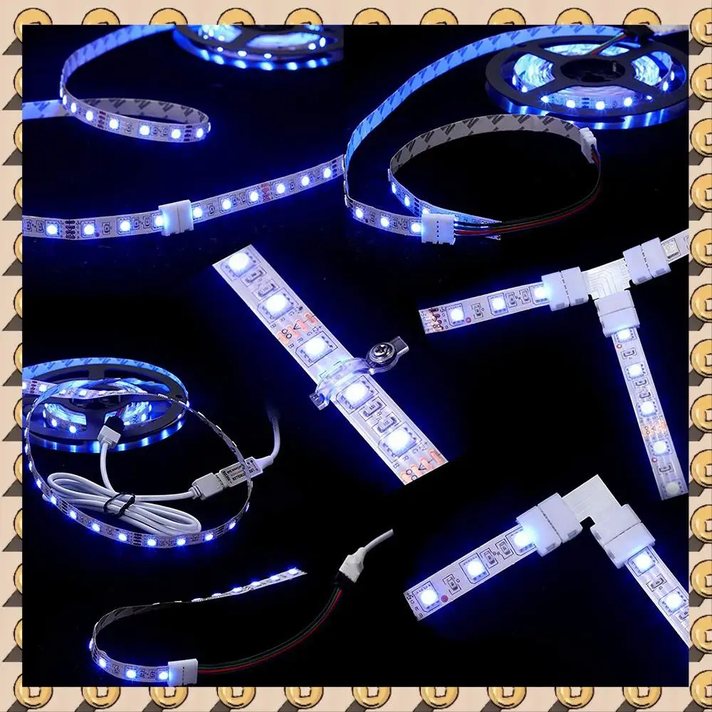 A003 LED Strip Connector Kit, Strip Light Extension Cable Solderless Gapless Adapter Connectors For 5050 10Mm 4Pin LED Strip