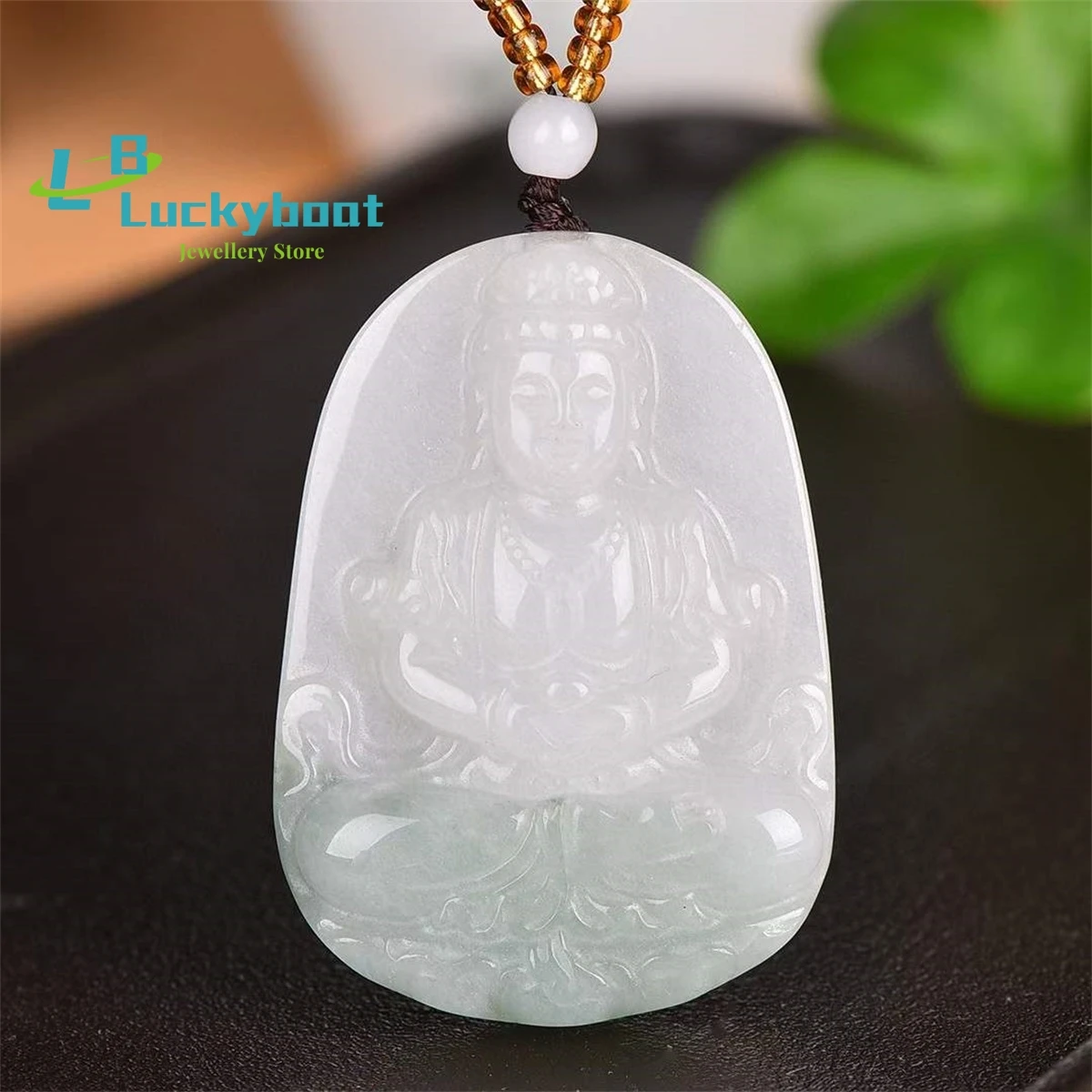 Natural Tianshan Cui Ji Xiang Holding Guanyin Pendant Simple and Generous Personalized Ethnic Versatile for Men and Women