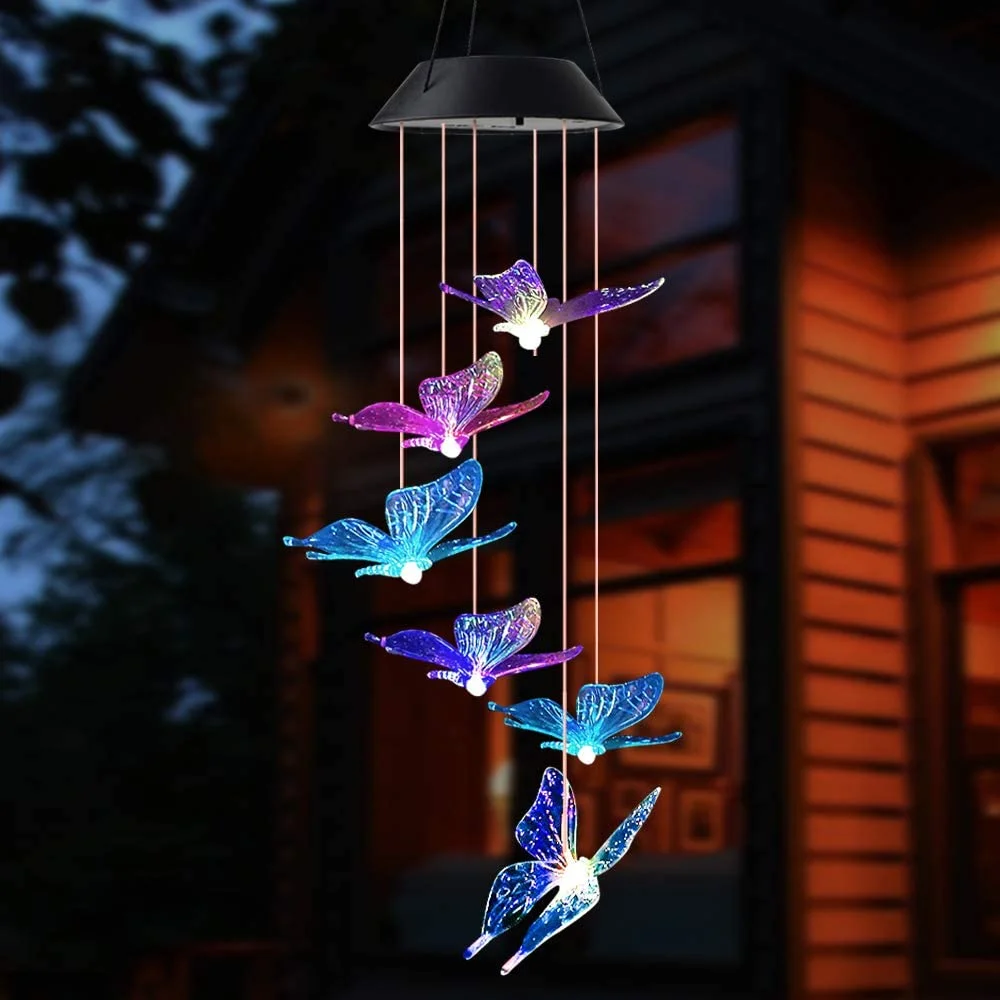 

Solar Light Outdoor Waterproof Color Changing Solar Butterfly Wind Chime for Vintage Home Decor