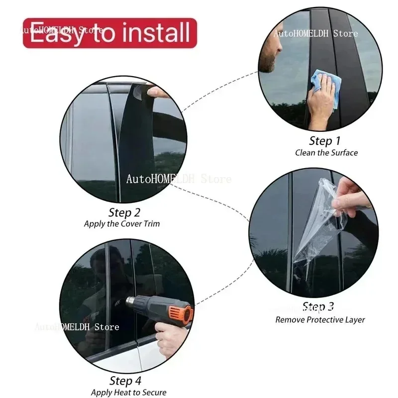8Pcs Glossy Black Window Pillar Posts Cover Sticker Fit  for Nissan Altima 2013 2014 2015 2016  Car  Door Trim BC Column Sticker