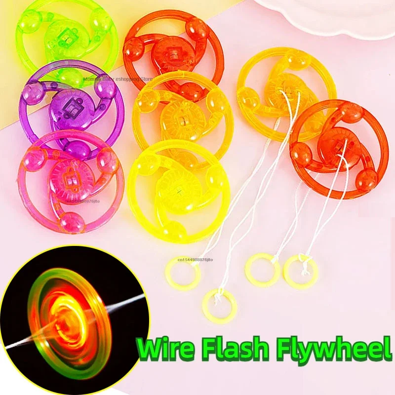 1pc Luminous Hand Pull Flashing Rope Flywheel Led Light Up Gyro Toys for Kids Birthday Party Favors Carnival Halloween Gifts