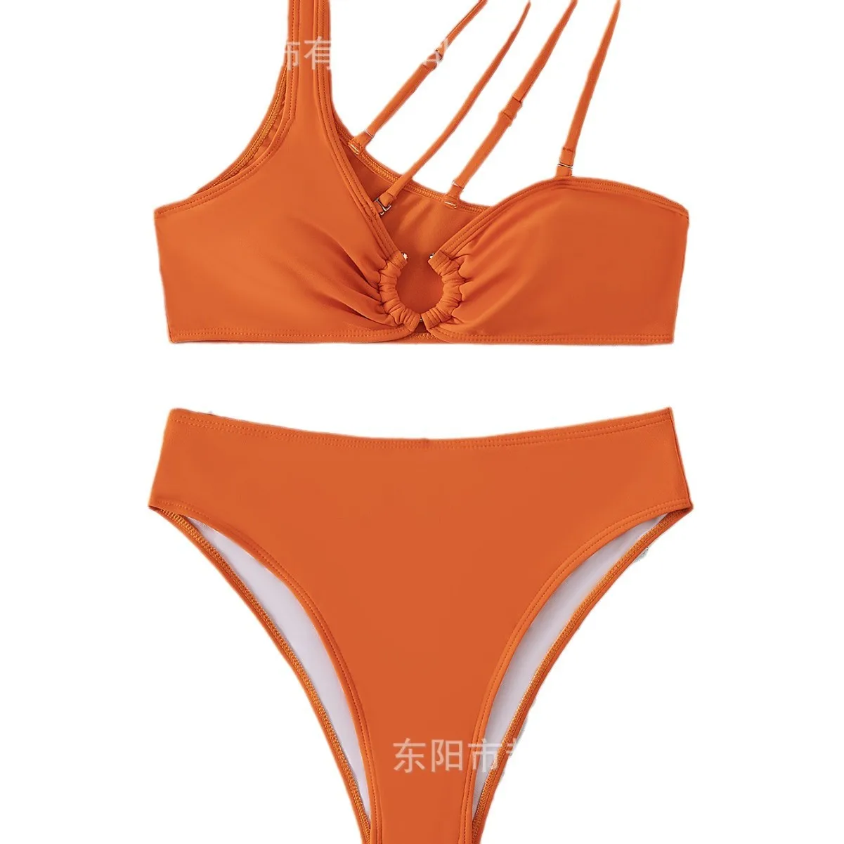 Hot sale ins export solid color high waist three-piece swimsuit bikini 2025 new model