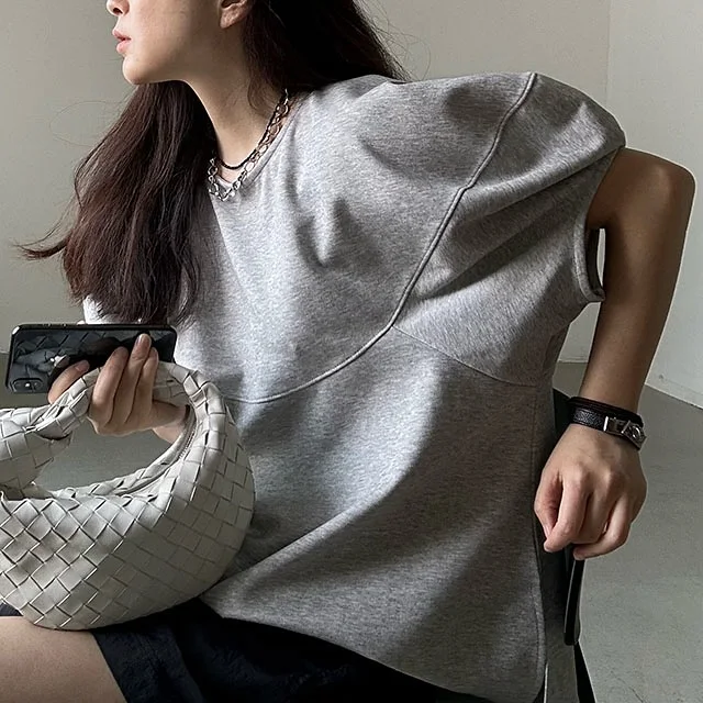 

Dongda Gate Design Lantern Sleeve Summer New Style Women's Sweater Bubble Sleeve Polyester Fiber Regular Fit Inner Wear