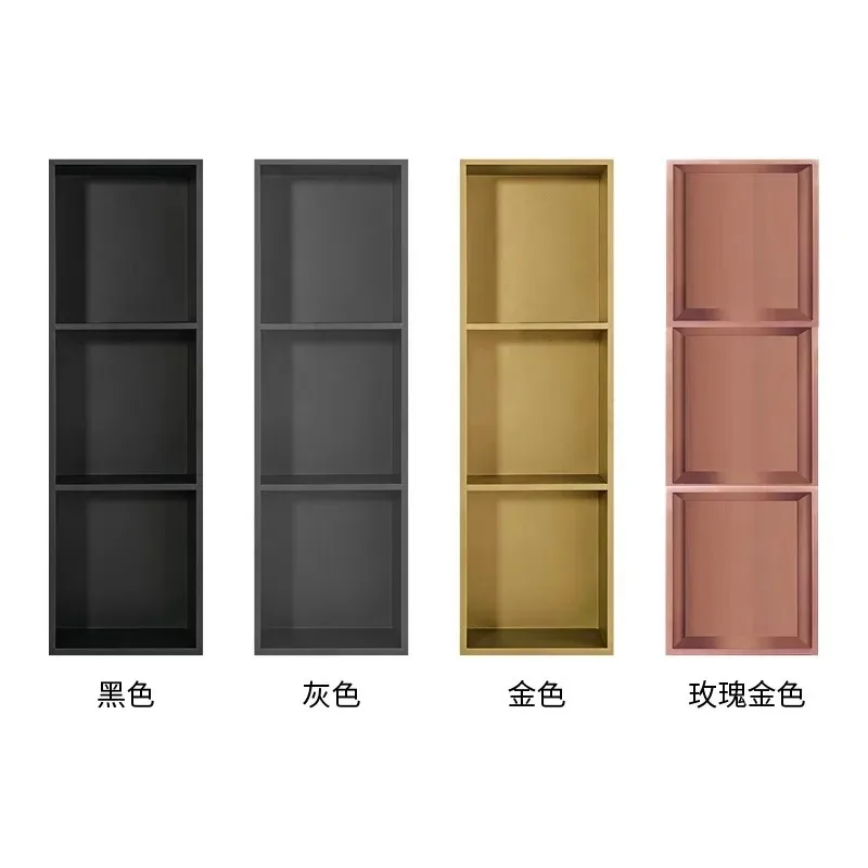 Stainless Steel Niche Cabinet Toilet Embedded Bathroom Niche Metal Baffle Finished Toilet Rack TV Cabinet