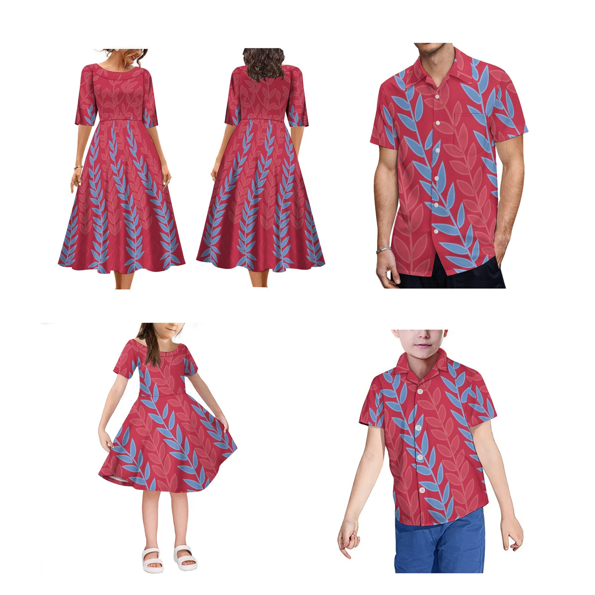 Family Party Dress Set Tribal Peoples Polynesian Art Print Custom Pommel Skirt Shirt Women Men Children Adult Family Dress