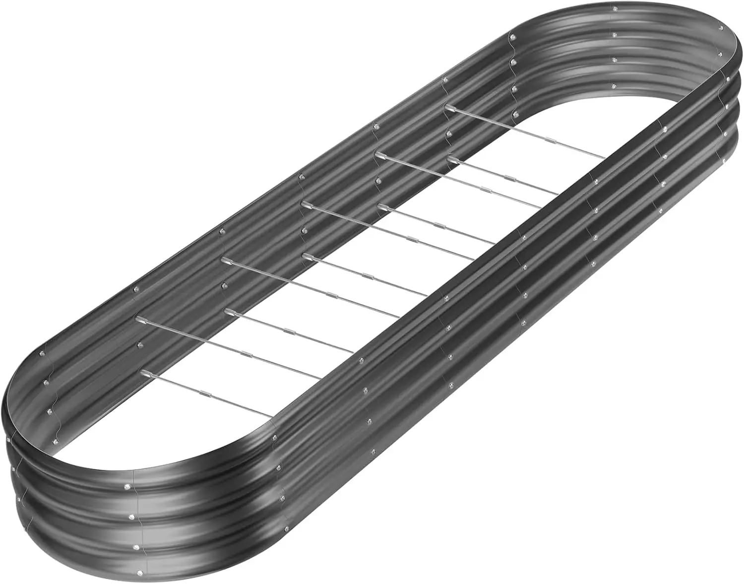 طقم سرير حديقة مرتفع مجلفن 8 × 2 × 1 قدم سعة 108 جالون صناديق حديقة مرتفعة خارجية بيضاوية معدنية أثار سرير حديقة للخضراوات #1