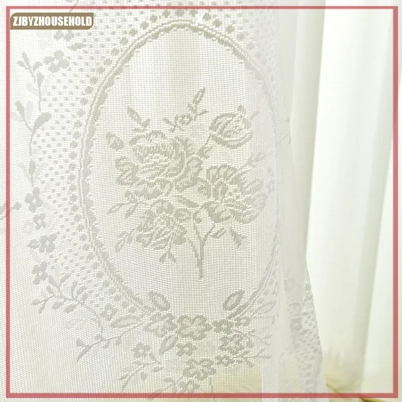 

Princess Mosquito Net Tablecloth Curtain Fabric Curtains for Living Dining Room Bedroom White Lace European Mirror Peony Flower