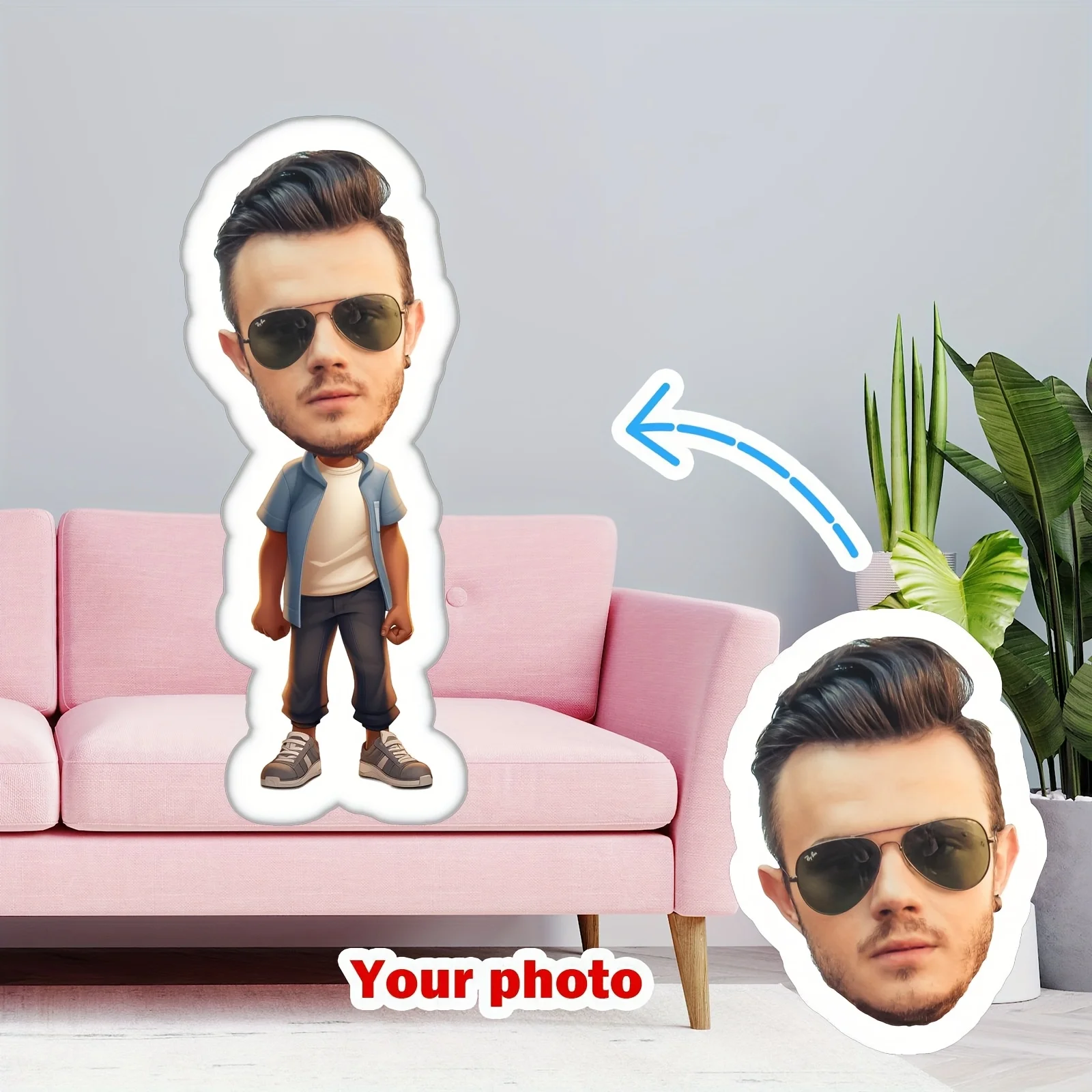 

Customised casual portrait cushion, birthday, commemorative cushion, boyfriend gift