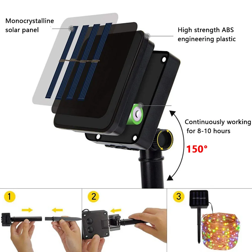 태양광 LED 조명 야외 꽃줄 램프, 정원 태양광 요정 조명, 스트링 방수 크리스마스 정원 장식, 32M300Leds